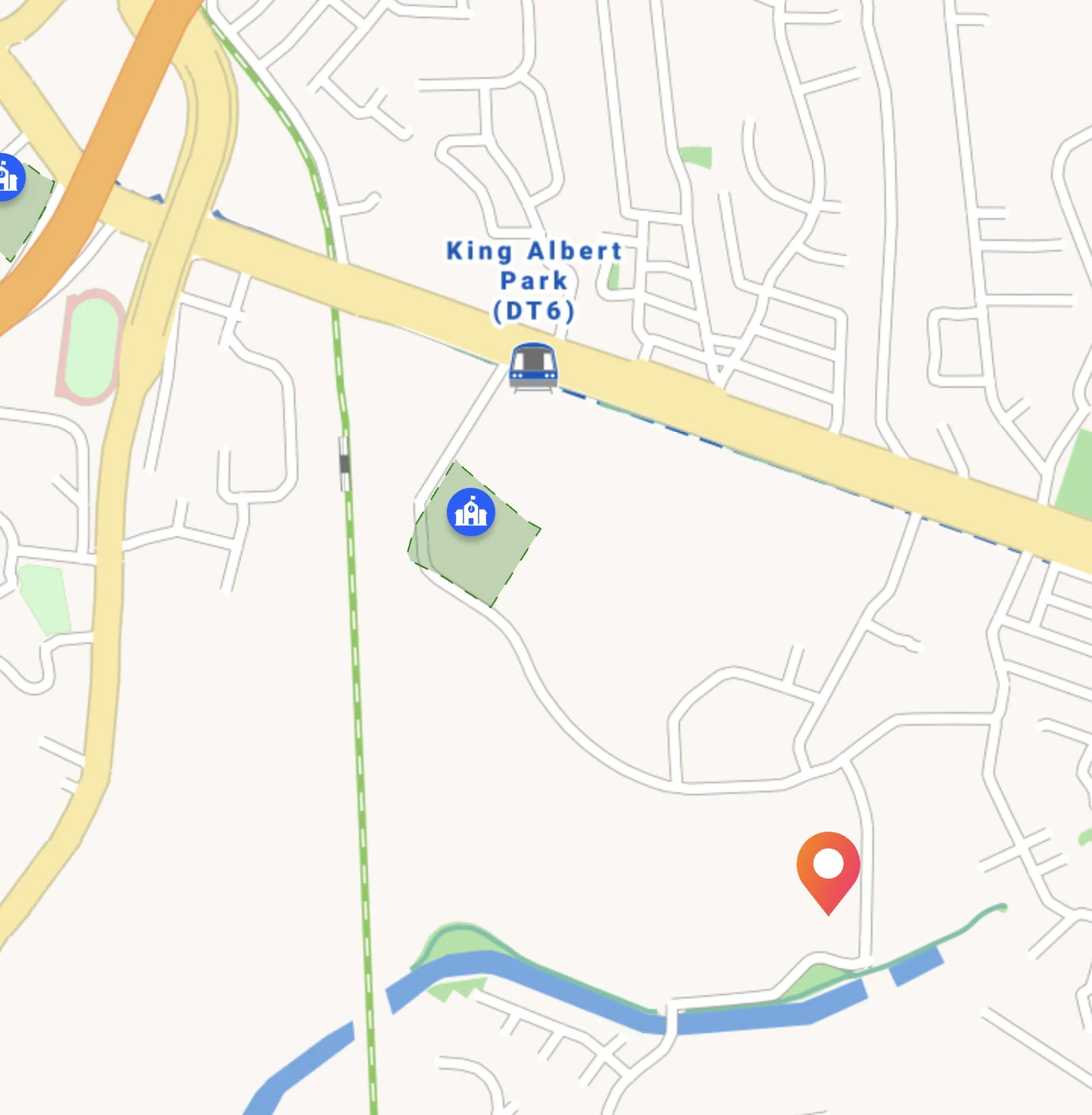 Amberwood at Holland MGS King Albert Park MRT Distance Map Map showing Methodist Girls' School and King Albert Park MRT (DT6) relative to Amberwood at Holland, District 10
