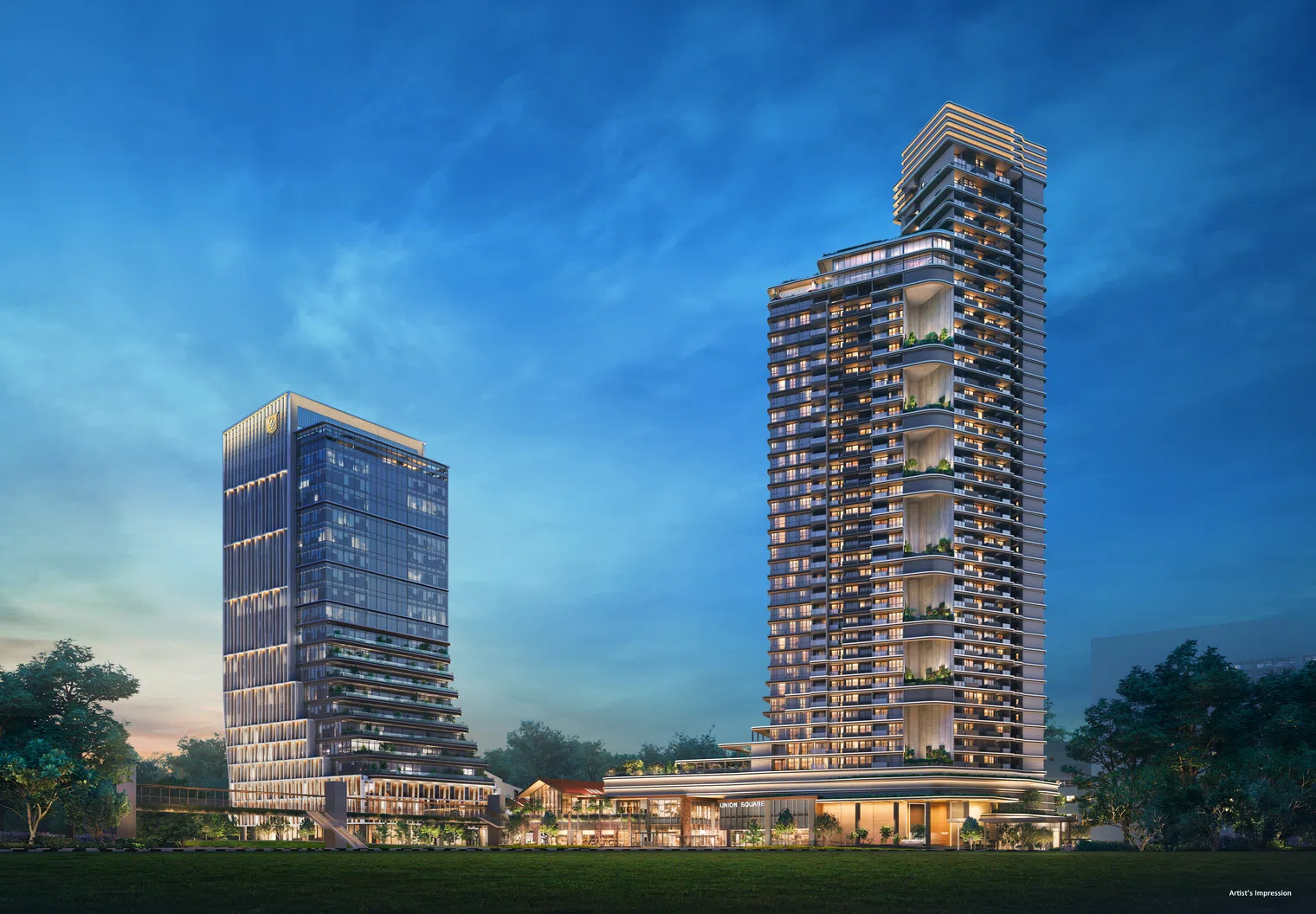 Union Square REsidences along Singapore River Facade Union Square REsidences along Singapore River Facade