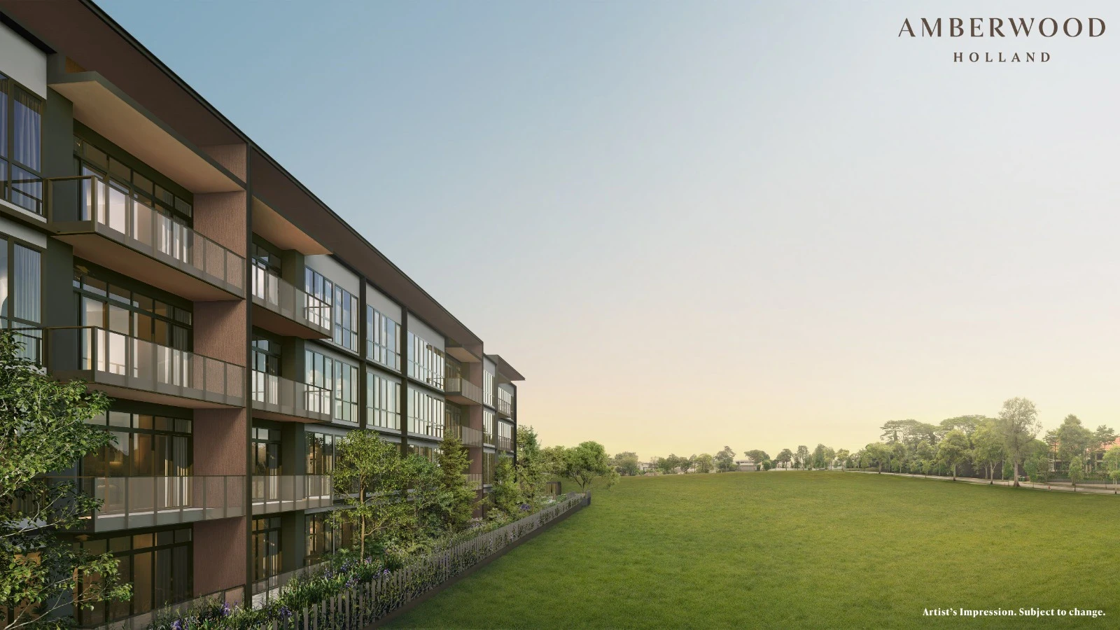 amberwood at holland balcony view greenery Balcony view from Amberwood at Holland condo unit overlooking lush greenery and landed housing, Holland Link District 10