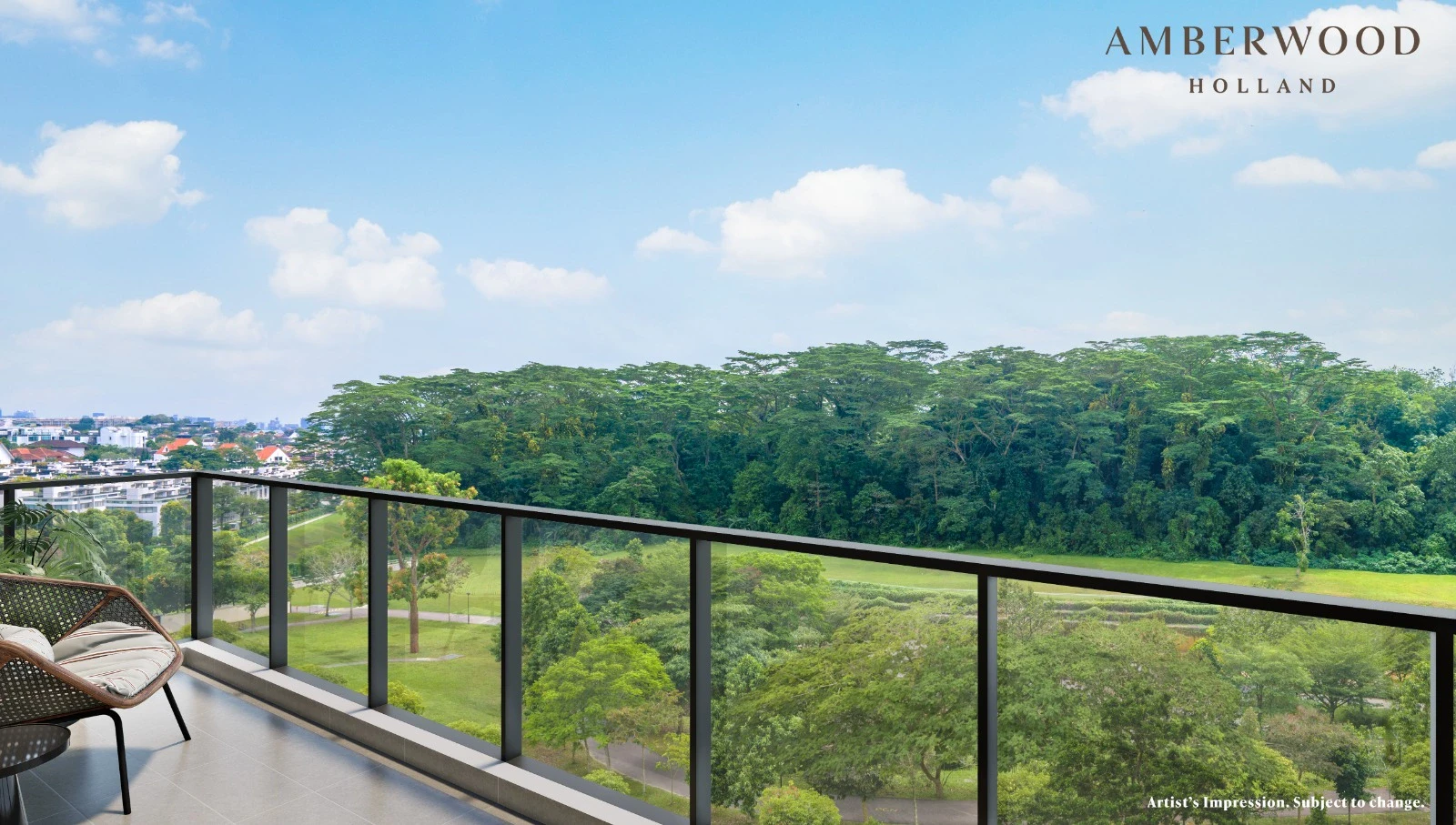amberwood at holland facade green corridor view Amberwood at Holland exterior facade overlooking green corridor, District 10 new launch condo by Sim Lian Group